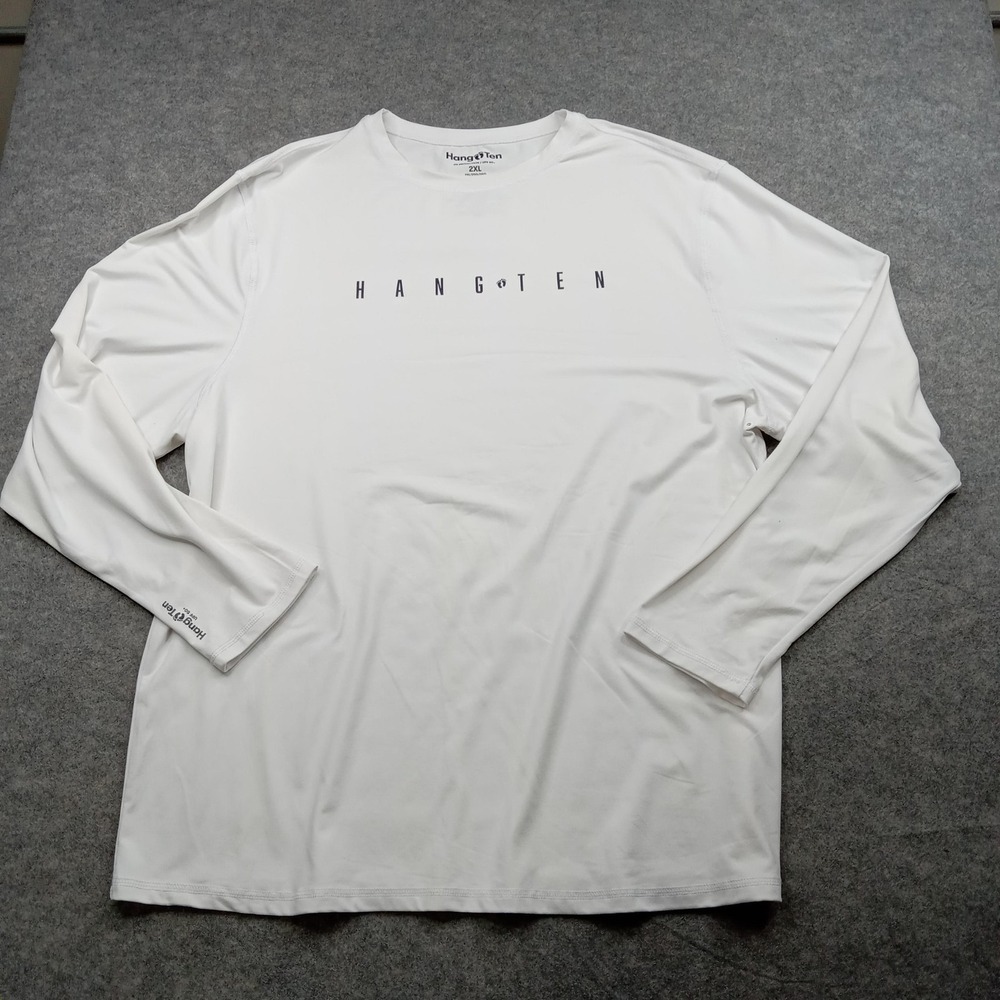 Hang Ten Shirt Mens 2XL White Rash‎ Guard UV Protection UPF 50 Surf Performance